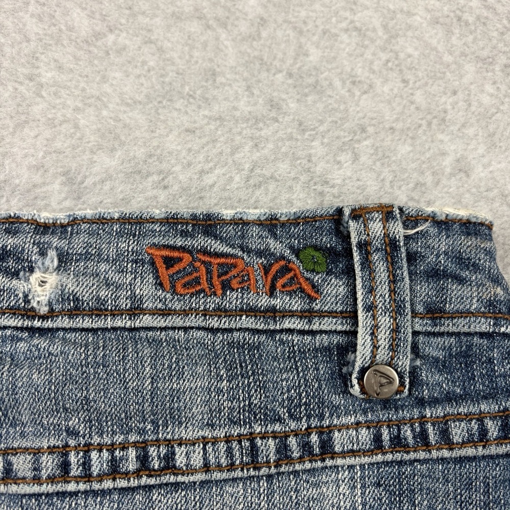Papaya Denim Skirt Womens Medium Blue Low Rise Raw Hem Y2K Mini Stretch Club - Picture 7 of 9